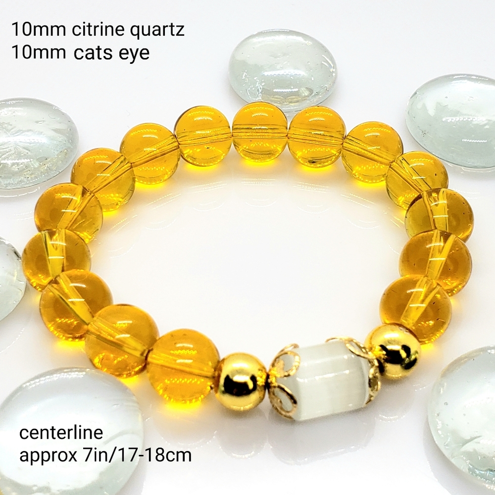 NEW handcrafted Citrine Quartz natural stone stretch bracelet